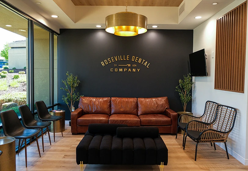 inside look of Roseville Dental Company's waiting room at their office in Roseville, CA